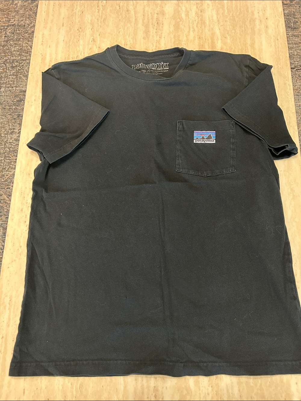 Patagonia Black Short-Sleeve Pocket Tee with Mountain Logo